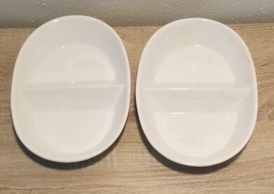 2 small divided casseroles