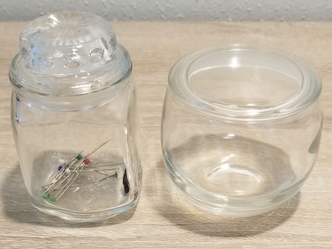 2 tiy glass jars with lids