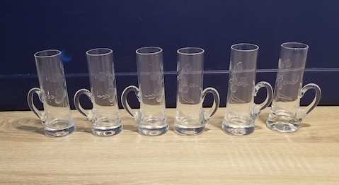 6 handled shot glasses