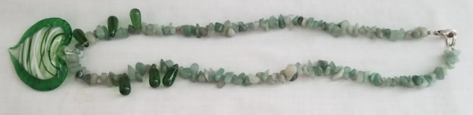 jade with green glass heart