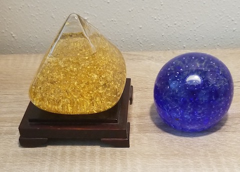 gold + blue paperweights