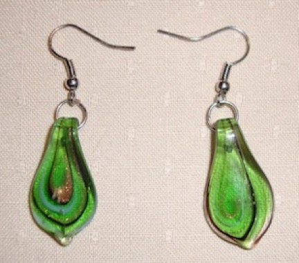 matching green earrings