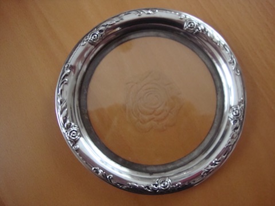 silver+glass rosedish